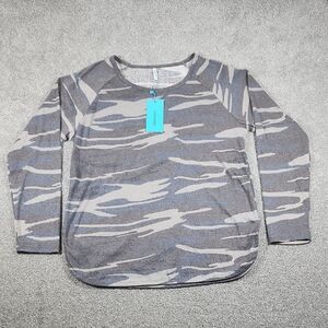 Popyoung Camouflage Long Sleeve Sweatshirt Gray Blue Women's SIze XL